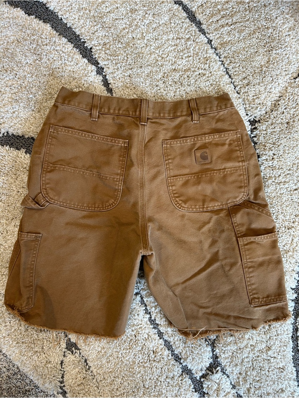 Distressed Carhartt Brown Canvas Cut Off Carpenter Shorts for Men 34